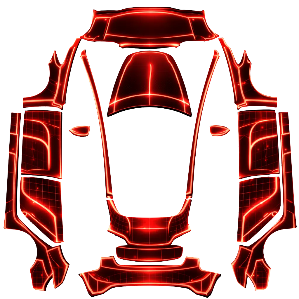 Red Tron community Tesla Paint Shop wrap template for Tesla Model 3 2017-2023