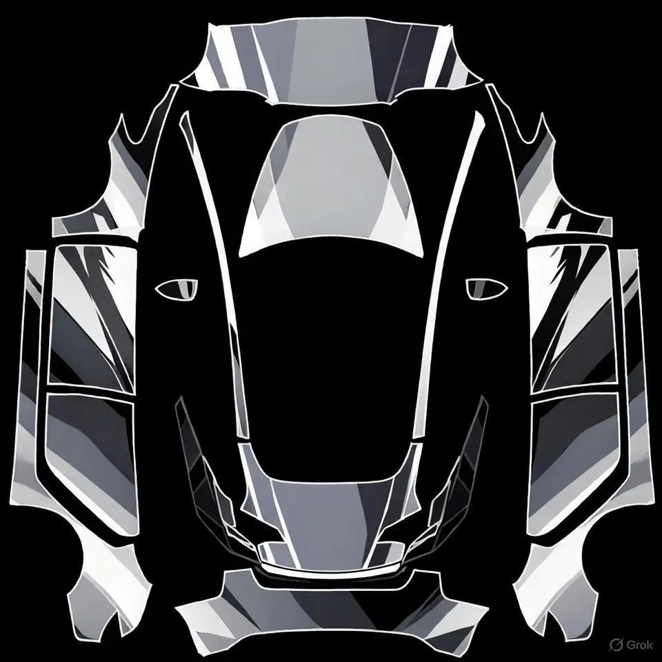 Stylized community Tesla Paint Shop wrap template for Tesla Model 3 2017-2023