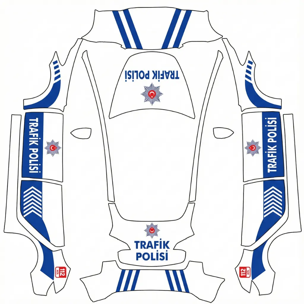 Turk Trafik Polisi community Tesla Paint Shop wrap template for Tesla Model 3 2017-2023