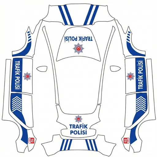 Turk Trafik Polisi community Tesla Paint Shop wrap template for Tesla Model 3 2017-2023