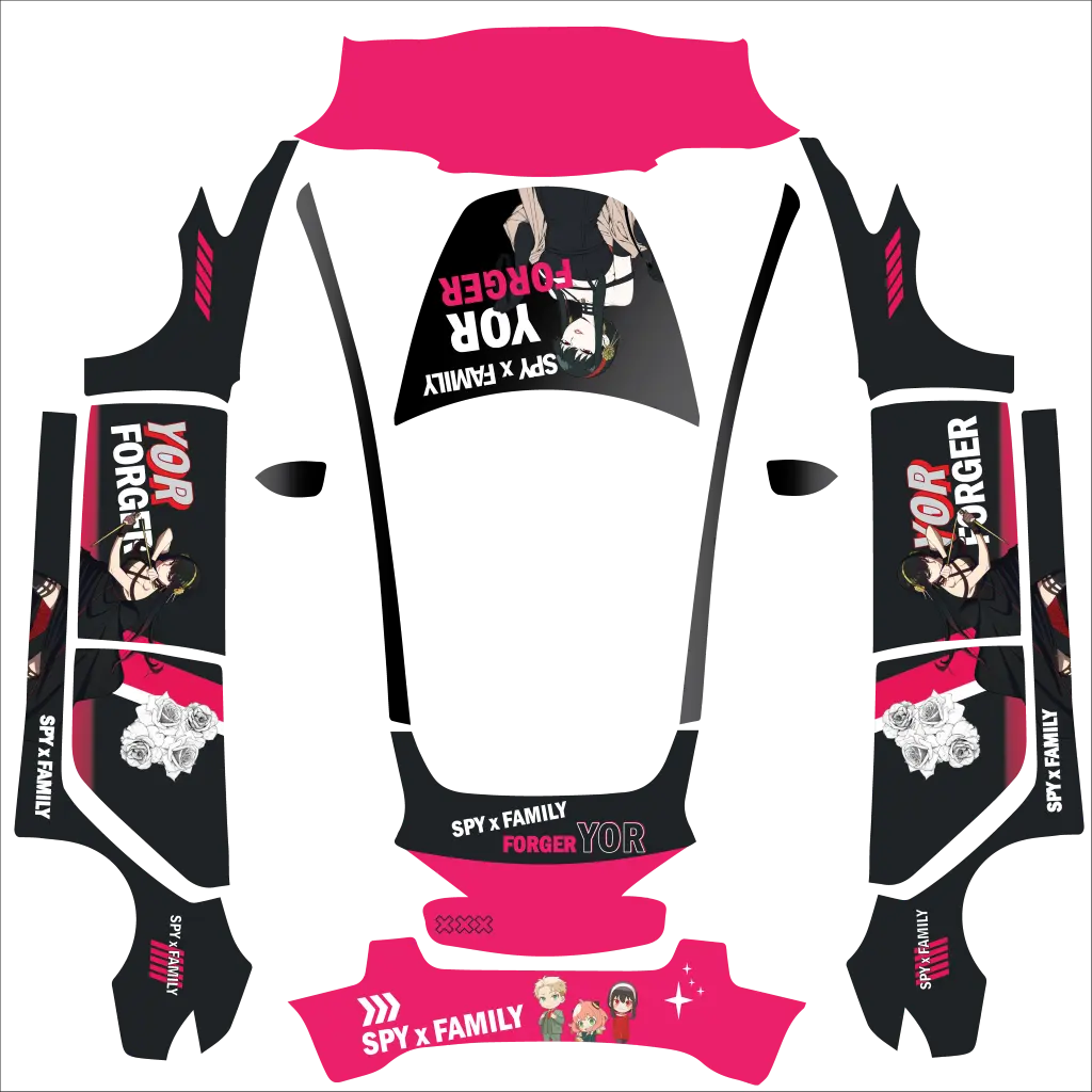 YOR Spy Family community Tesla Paint Shop wrap template for Tesla Model 3 2017-2023