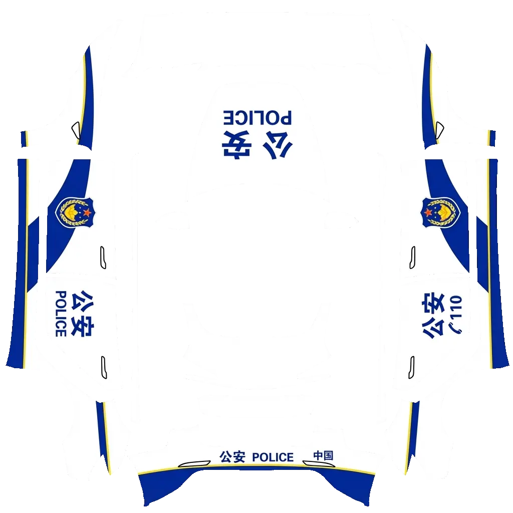 china-police2 community Tesla Paint Shop wrap template for Tesla Model 3 Highland 2024 2025