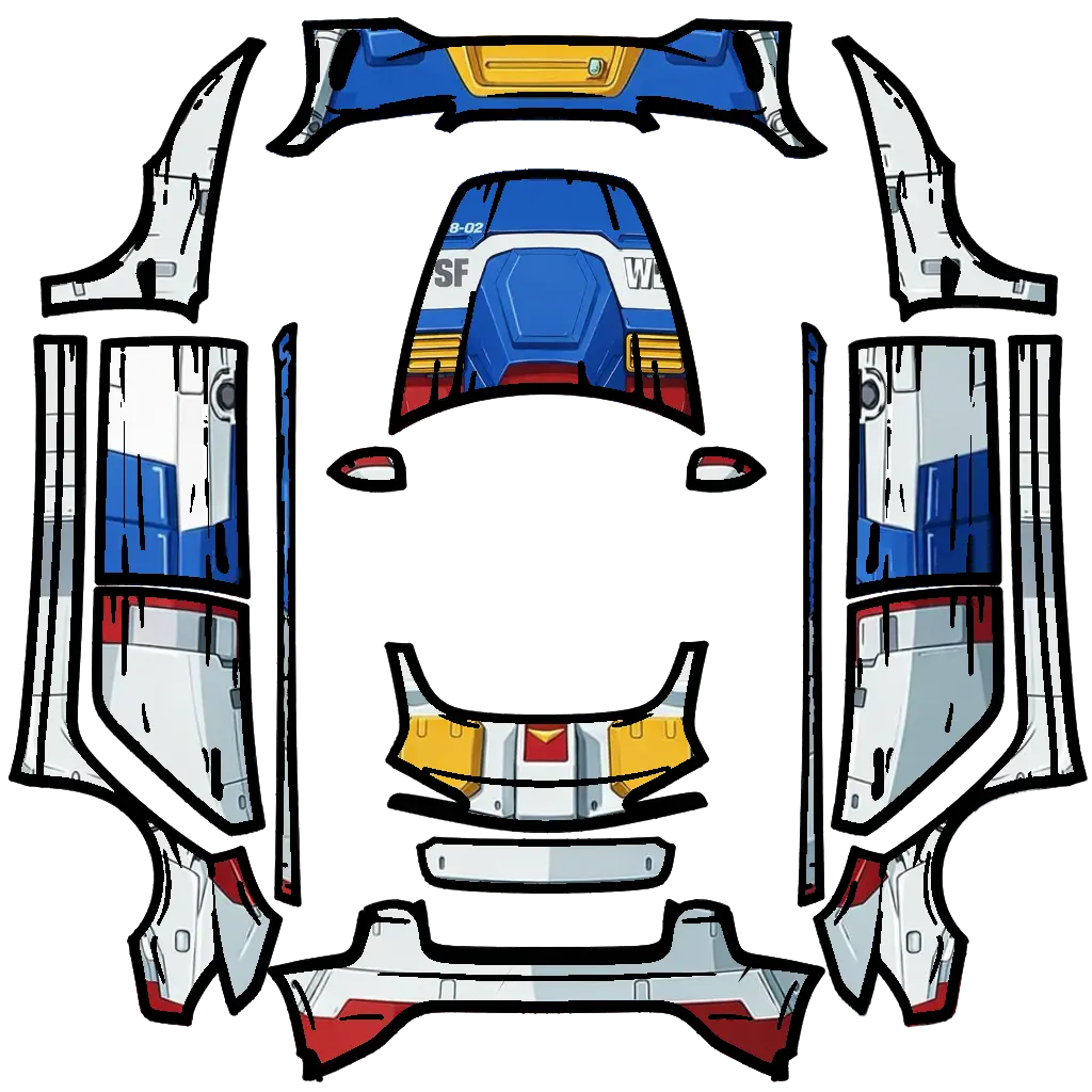 Gundam community Tesla Paint Shop wrap template for Tesla Model 3 Performance