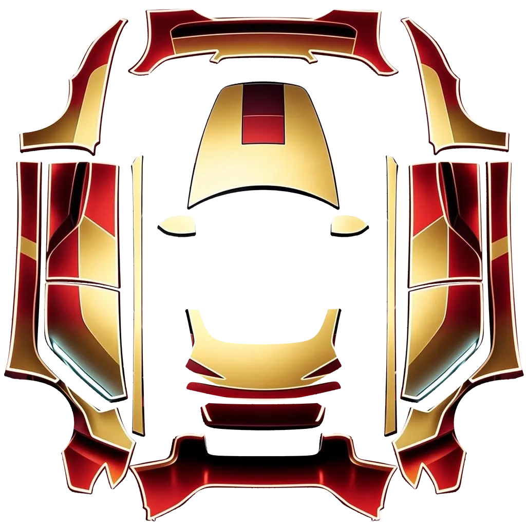 Iron Man Gold community Tesla Paint Shop wrap template for Tesla Model 3 Performance