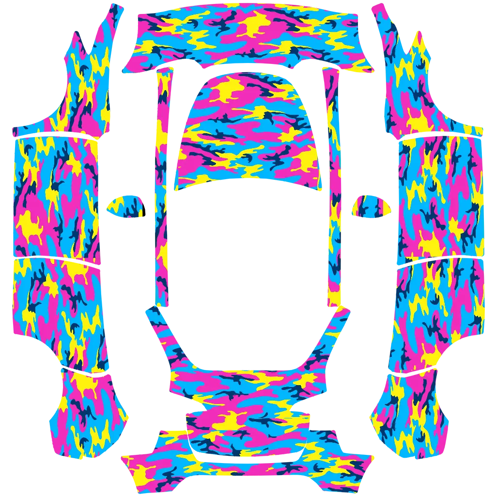 neon camo community Tesla Paint Shop wrap template for Tesla Model Y 2020-2024