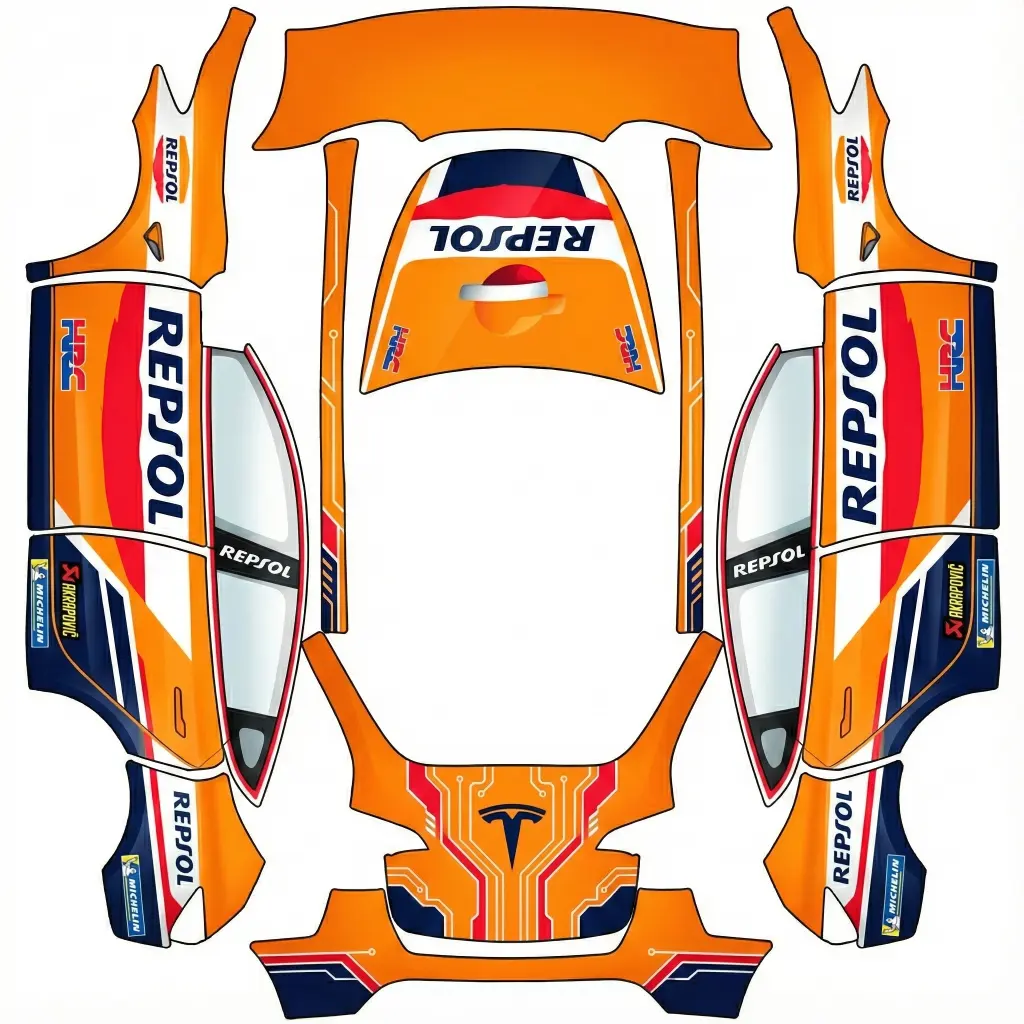 repsol community Tesla Paint Shop wrap template for Tesla Model Y 2020-2024