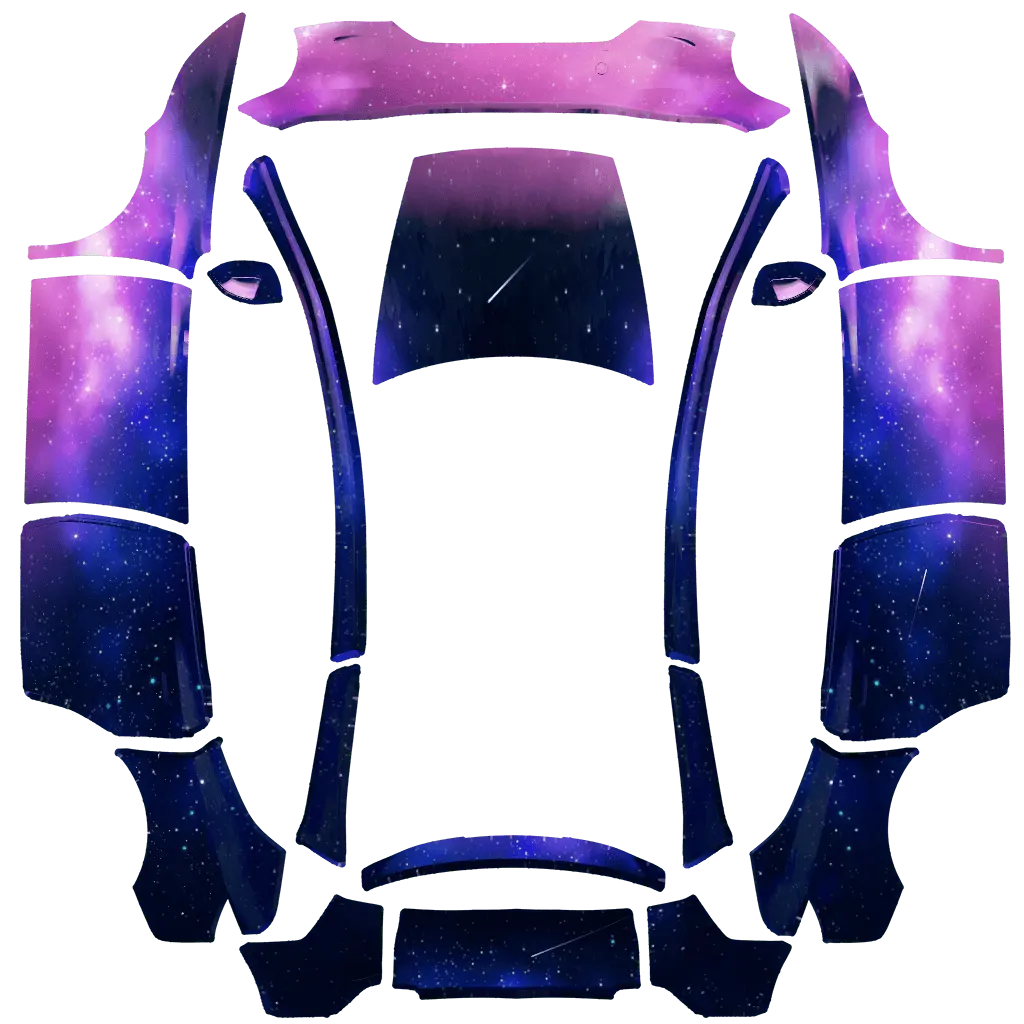 Cosmic Burst official Tesla Paint Shop wrap template for Tesla Model Y Long Range
