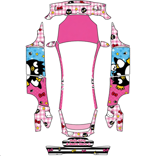 Pink Blue Character Illustration character art Tesla wrap for Model X 2021