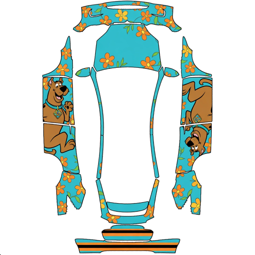 Teal Brown Cartoon Character Art cartoon characters Tesla wrap for Model X 2021