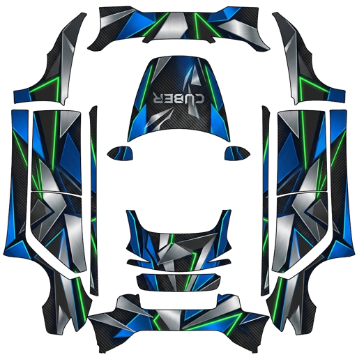 Blue Black Abstract Artwork abstract art Tesla wrap for Model 3 2024 Performance