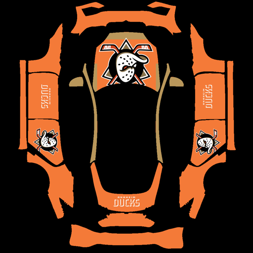 Anaheim Ducks sports team Tesla wrap for Model S 2025 Plaid