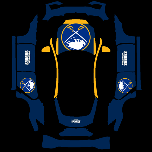 Buffalo Sabres sports team Tesla wrap for Model S 2025 Plaid