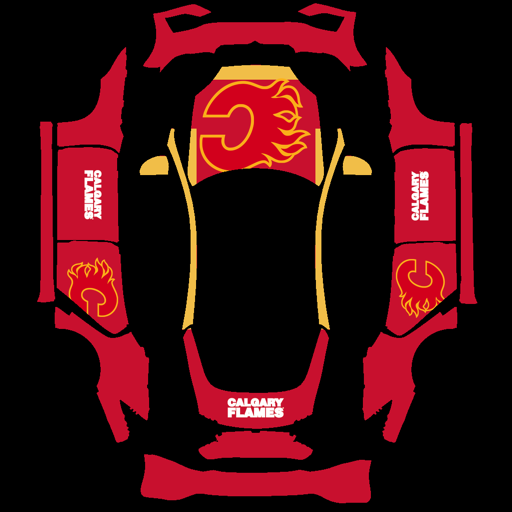 Calgary Flames sports team Tesla wrap for Model S 2025 Plaid