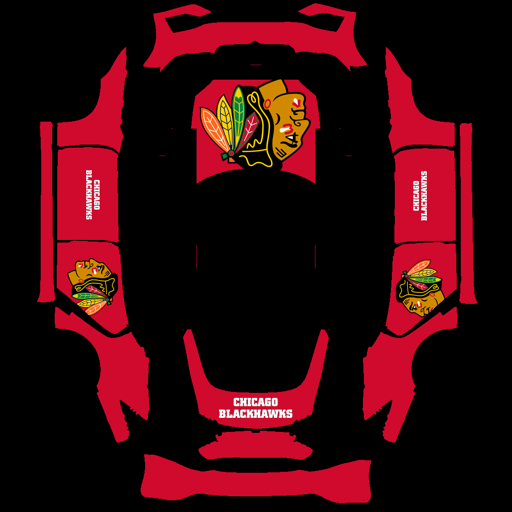 Chicago Blackhawks sports team Tesla wrap for Model S 2025 Plaid