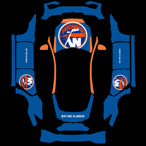 New York Islanders sports team Tesla wrap for Model S 2025 Plaid