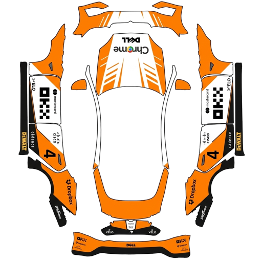 Brown Orange Racing Livery motorsport Tesla wrap for Model S 2025 Plaid