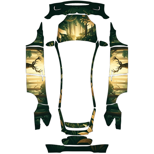 Gold Black Illustrated Artwork illustrated art Tesla wrap for Model X 2021