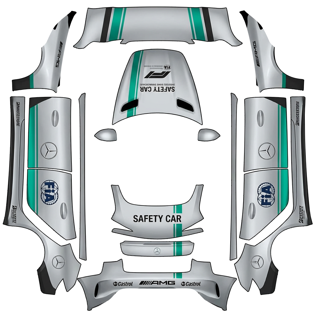 F1 Safety Car · Model 3 Highland · Tesla Paint Shop